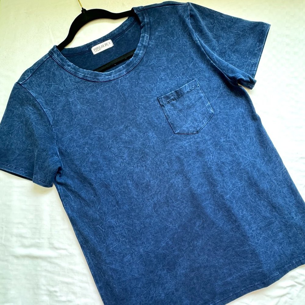 NWT Sapphire Blue Mineral Washed Basic Tee